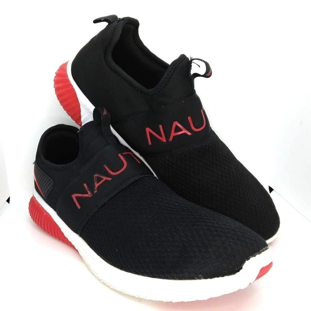 Nautica Steeper Sport Men's Pre-owned Black/Red Slip-On Casual Sneakers - sz. 13